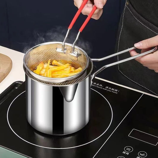 Stainless Steel Deep Frying Pot with Basket & Lid – Safe and Even Oil Cooking